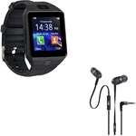 DZ09 Smartwatch and Bassheads 225 in Ear Wired Earphones